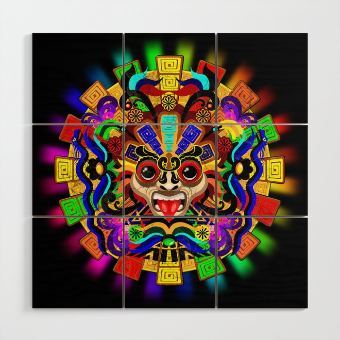 Aztec Warrior Mask Wood Wall Art