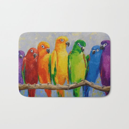 A flock of parrots, Bath Mat