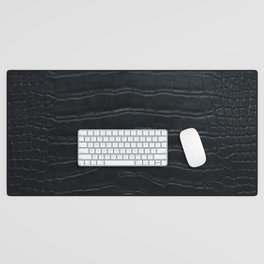 Black Crocodile Leather Print Desk Mat