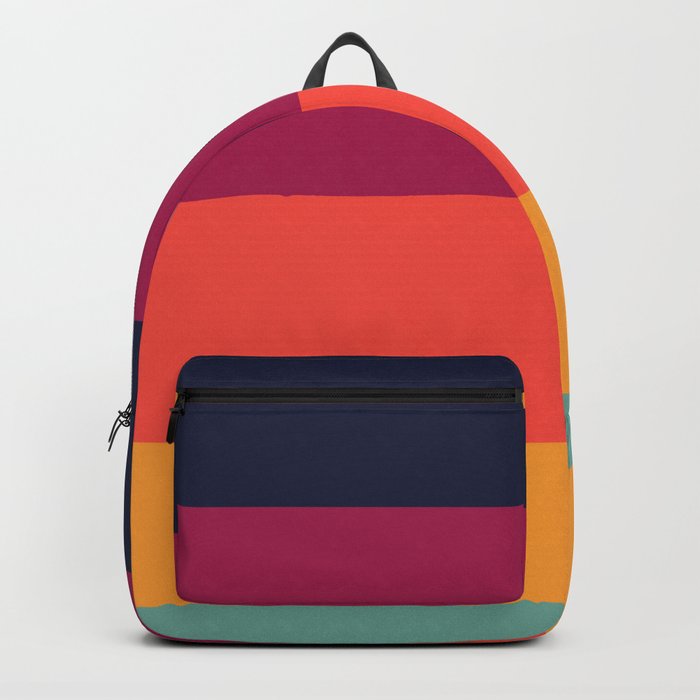 70s City at Night Colorful Color Block Minimalist Stripes Pattern Backpack