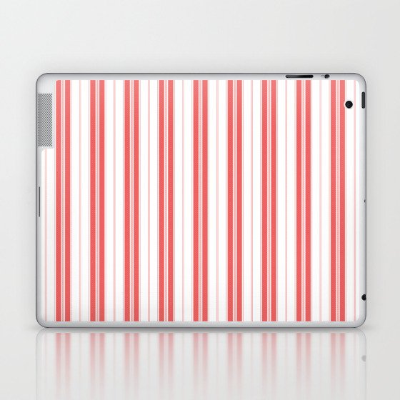 Apple Red and White Vintage American Country Cabin Ticking Stripe Laptop & iPad Skin