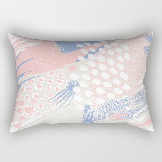 wild cats winter print (rose quartz and serenity) Rectangular Pillow
