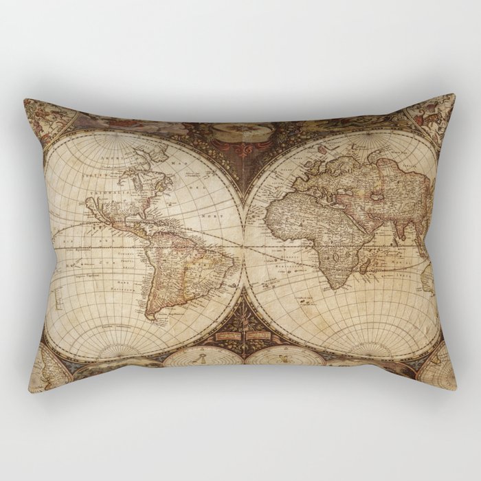 Vintage Map of the World Rectangular Pillow