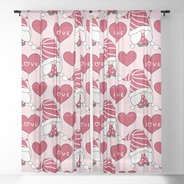 Cute Valentines Day Heart Gnome Lover Sheer Curtain