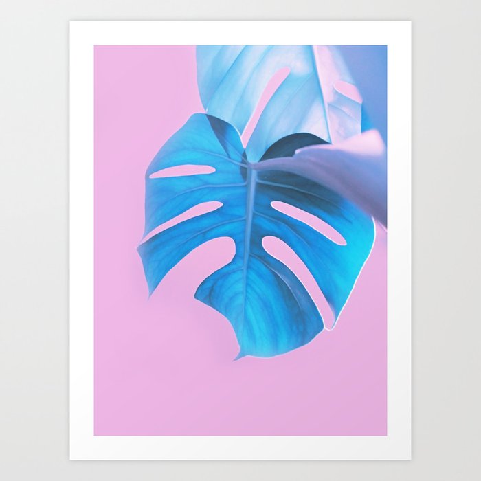 Light Blue Monstera Art Print by cafelab