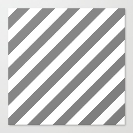 Diagonal Stripes (Gray/White) Canvas Print