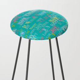 Enjoy The Colors  - Colorful typography modern abstract pattern on turquoise color background  Counter Stool