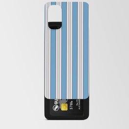 Vintage Cabana Stripe Blue And Charcoal Gray On White Retro Boho Aesthetic Android Card Case
