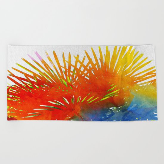 Enchanted Palm Leaves Beach Towel
