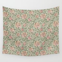 William Morris Vintage Honeysuckle Chalk Yellow Pink Green Floral Wall Tapestry