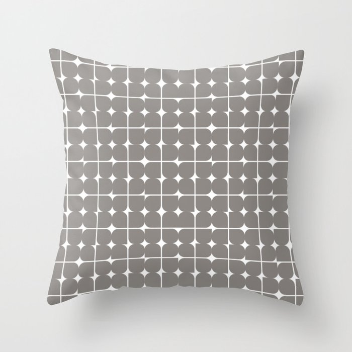 Retro 70s geometric pattern grey Throw Pillow