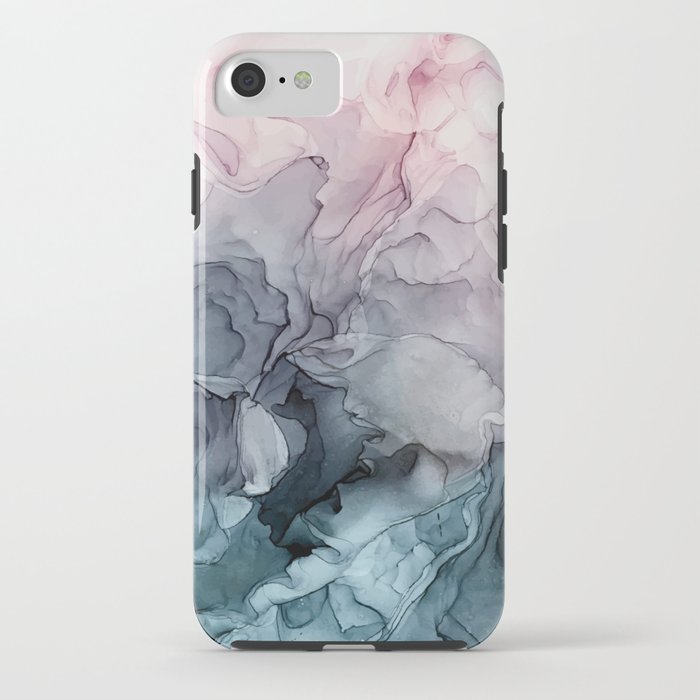 Blush and Payne's Grey Flowing Abstract Painting iPhone Case