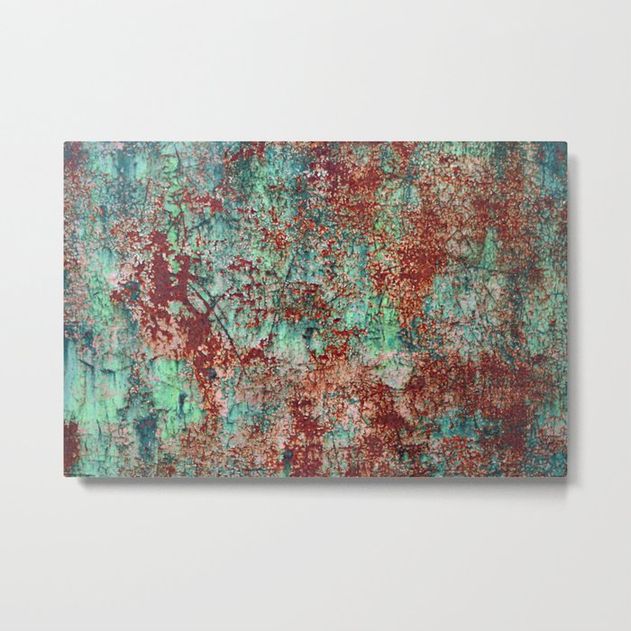 Abstract Rust on Turquoise Painting Metal Print