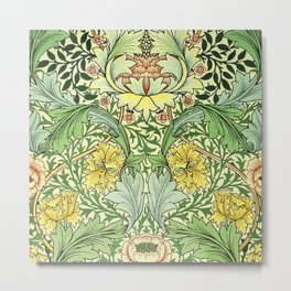 Art Nouveau Verdant Green Foliage  Metal Print | Lush, Spring, Illustration, Leaves, Plants, Tropical, Artnouveau, Vintage, Ornamental, Royal 