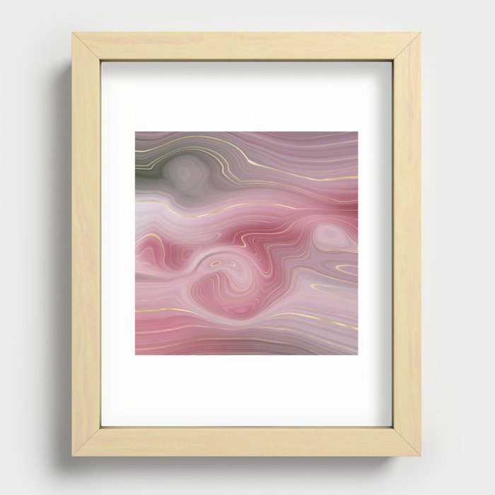 Rose Pink Gold Agate Geode Luxury Recessed Framed Print