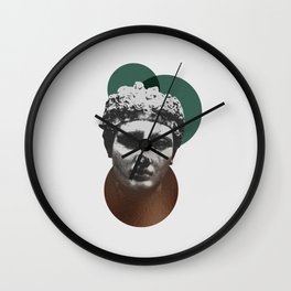 Minimalistic Statue Poster with Green Circle Art Print Wall Clock