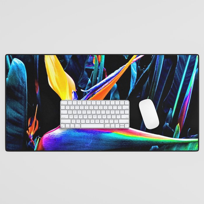 Psychedelic Bird of Paradise Flowers Night Desk Mat