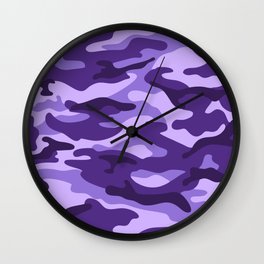 Camouflage Pattern Purple Colours Wall Clock
