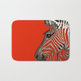 Zebra Red Bath Mat | African, Abstract, Zerapainting, Zebras, Zebra, Animalprint, Mixed Media, Animal, Saundramylesart, Painting 