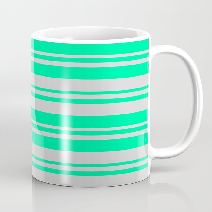 Green and Light Gray Colored Lines/Stripes Pattern Coffee Mug