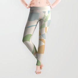 PROTECT YOUR ENERGY with Liquid retro abstract pattern in blue, green and cream Leggings