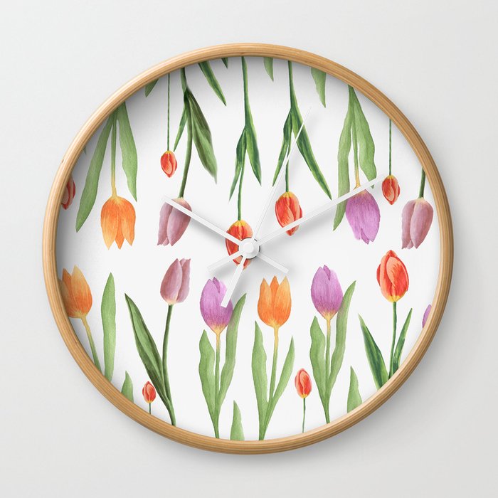 Tulips Wall Clock by Nadja Society6