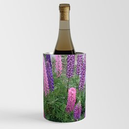 Lupins (Photograph of Purple Flowers by Lake Tekapo in New Zealand) Wine Chiller