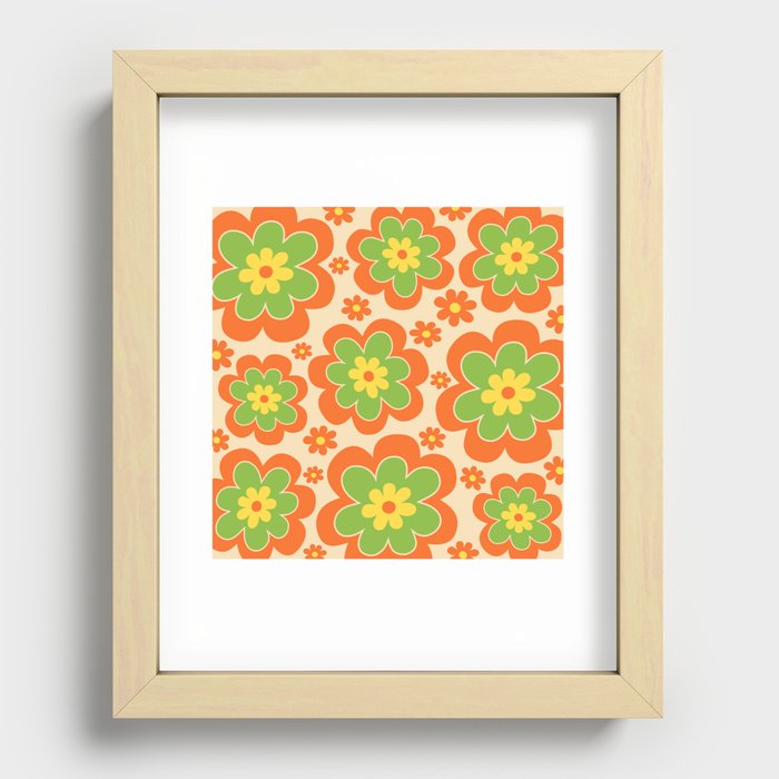 Colorful Retro Flower Pattern 593 Recessed Framed Print