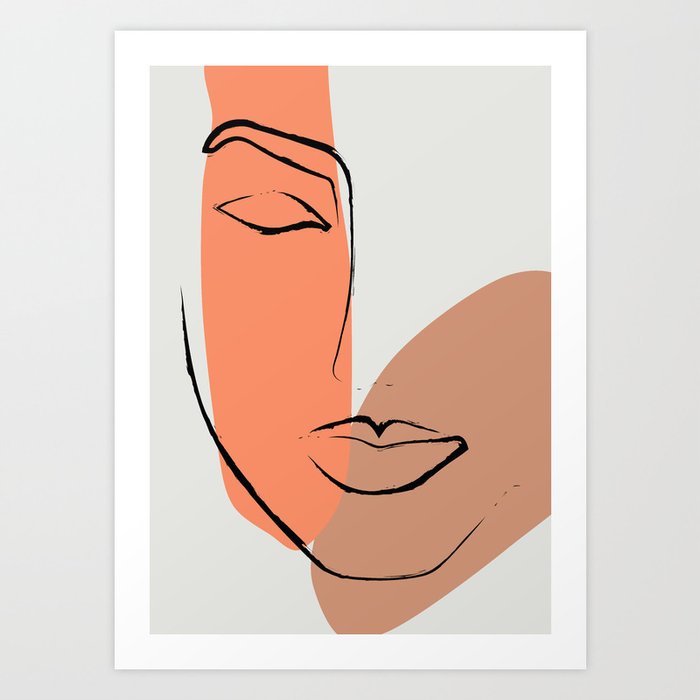 Printed Abstract Faces In Lines One Line Artwork Print Fashion Poster Minimalist Woman Drawing M Art Print By Bluepinkpanther Society6,Pixie Cut Cartoon Short Hair Girl Drawing