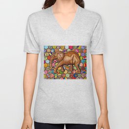 To Lead Is to Serve: Carved Elephant V Neck T Shirt