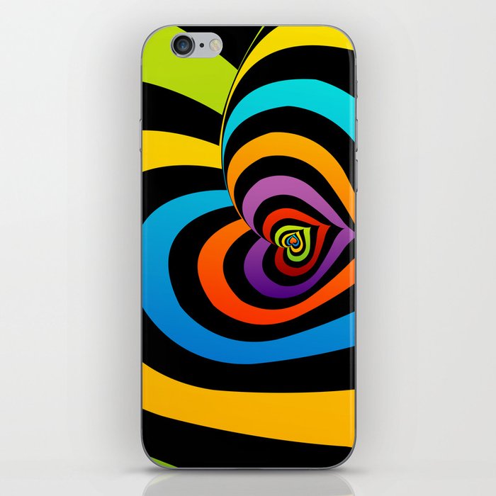 Valentine hearts twirling in rainbow colors iPhone Skin