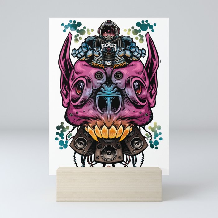 Astronaut Monster DJ Mini Art Print