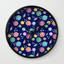 Sweet dreams planet night sky pattern Wall Clock