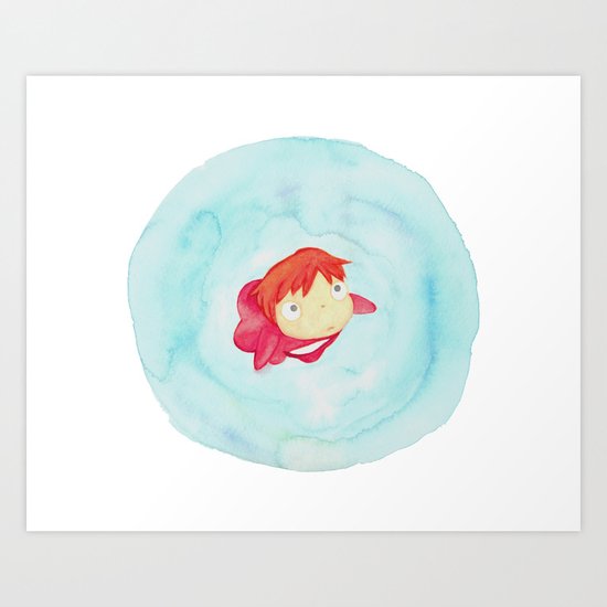 Ponyo Watercolor Art Print