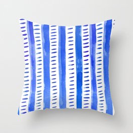 Watercolor lines - blue Throw Pillow