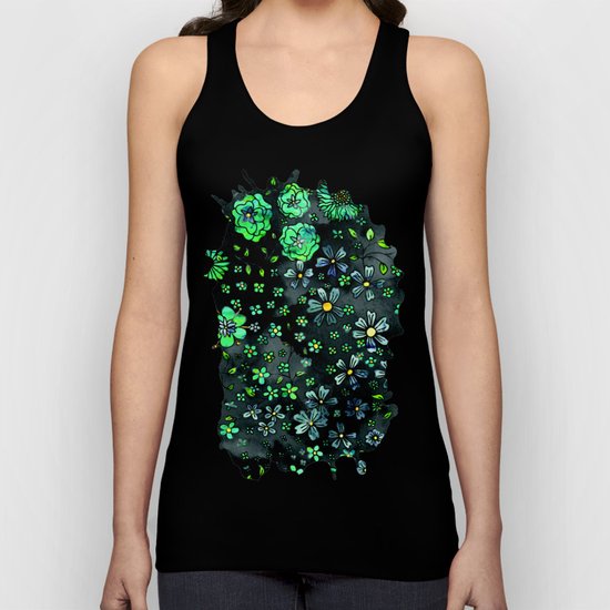 Green Small Flowers Unisex Tank Top