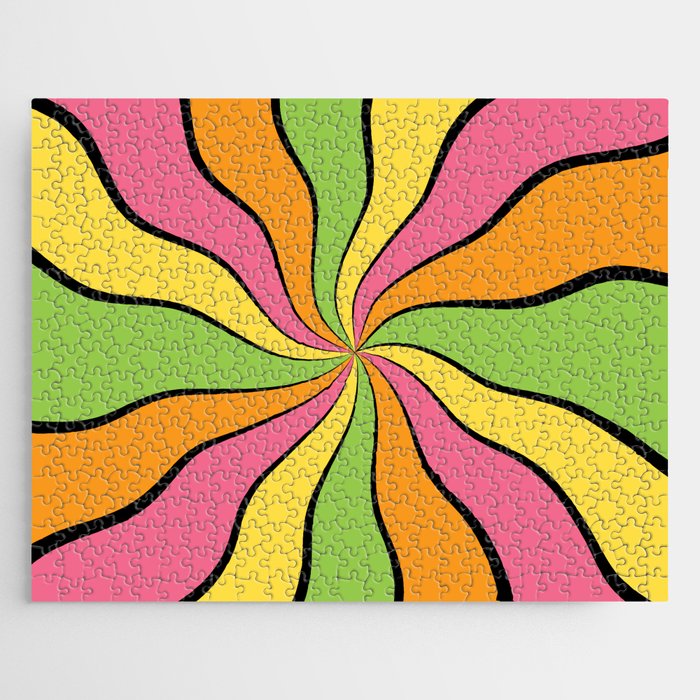 Wavy Rays (orange/pink/yellow/green) Jigsaw Puzzle