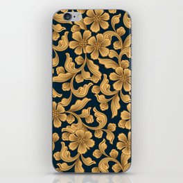 Modern Gold Damask Floral Trendy Collection iPhone Skin