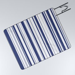 Minimalist Era - White & Indigo Blue Stripe Asymmetrical Picnic Blanket