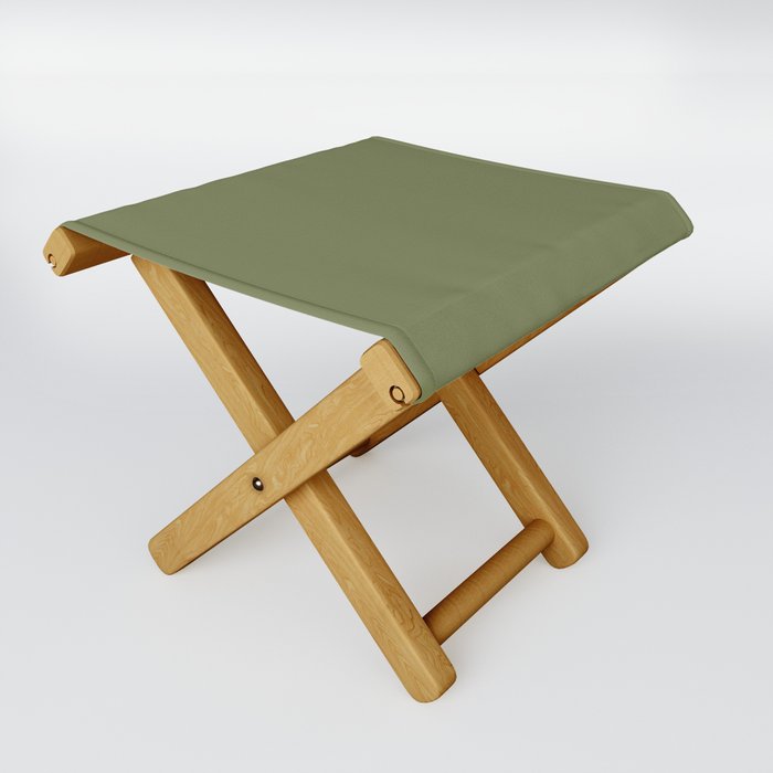 Dark Green-Brown Solid Color Pantone Calliste Green 18-0324 TCX Shades of Green Hues Folding Stool