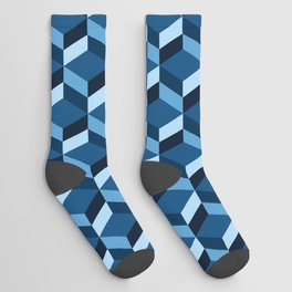 Modern 3D Classic Blue diamonds pattern Socks
