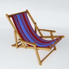 [ Thumbnail: Maroon and Royal Blue Colored Stripes/Lines Pattern Sling Chair ]