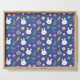 Happy Easter White Love Rabbit Collection Serving Tray