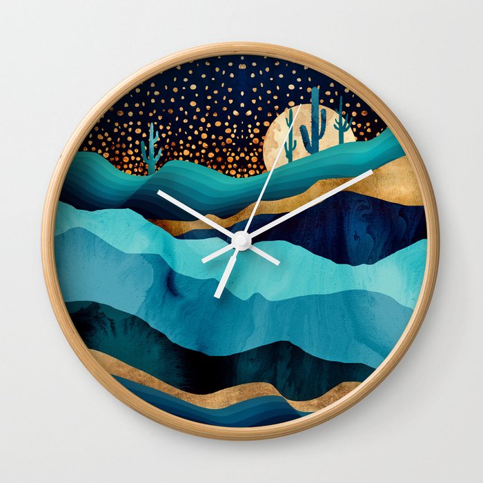 Indigo Desert Night Wall Clock