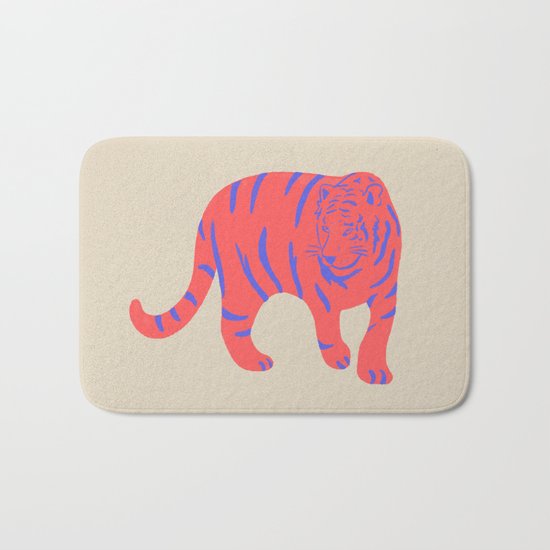 Uzual Tiger, Tiger print, animal print, nursery art Bath Mat