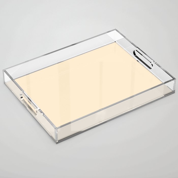 Blanched Almond light pastel cream  warm neutral solid color modern abstract pattern  Acrylic Tray