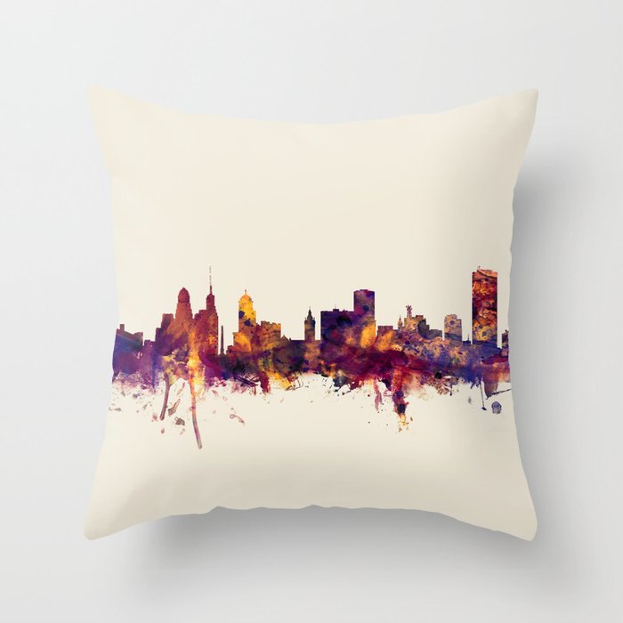 Buffalo New York Skyline Throw Pillow