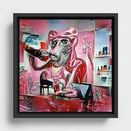 Panther At The Cola Bar In Spain Framed Canvas