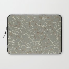 Modern Abstract Flower Garden Line Art in Evergreen Copper Laptop Sleeve