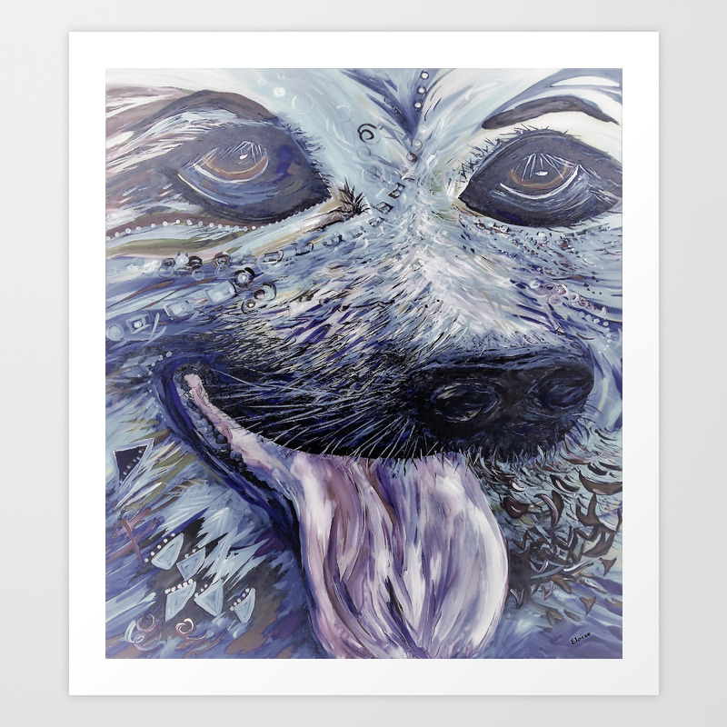 German Shepherd In Denim Colors Art Print By Eloiseart Society6